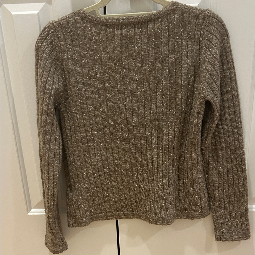 Heartloom Taupe Ribbed Button-Front Sweater - Picture 3 of 4